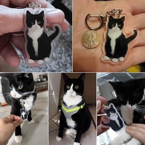 sunaeset cute tuxedo cat keychain, kawaii bag charm car key chain accessories for backpack, animal kitty keychain purse charms, cat lover gifts for women (2 Pcs) - Image 2