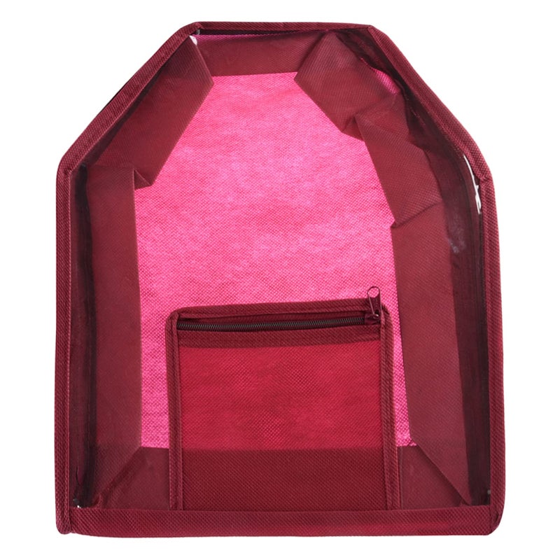 Kuber Industries Blouse Cover Non Woven Foldable Wardrobe Organizer For Woman Cloth Organizer Top Transparent One Small Pocket Pack of 3 Pink - Image 2