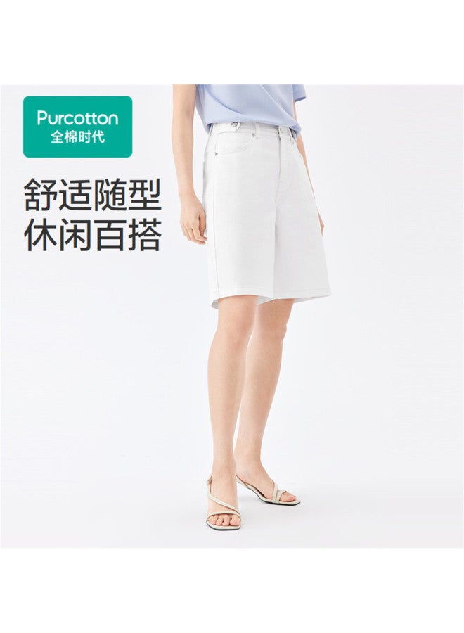 purcotton Summer Women'S Denim Shorts, Soft And Stretchy, A-Line Slimming Design To Flatter Your Legs - Image 2