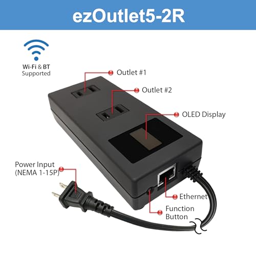 Proxicast ezOutlet5-2R - Dual Outlet Internet Enabled IP & WiFi Remote Power Switch with Automatic Reboot - iOS | Android | Cloud | Google Home | 2 Web Controllable AC Power Outlets - Model EZ-73a - Image 2