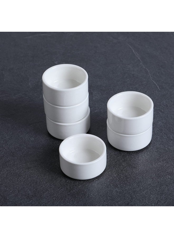 هاو توب مجموعة من 6 أطباق صغيرة من البورسلين سعة 1 أونصة، طبق سوفليه سيراميك صغير، 30 مل، أبيض - Image 3