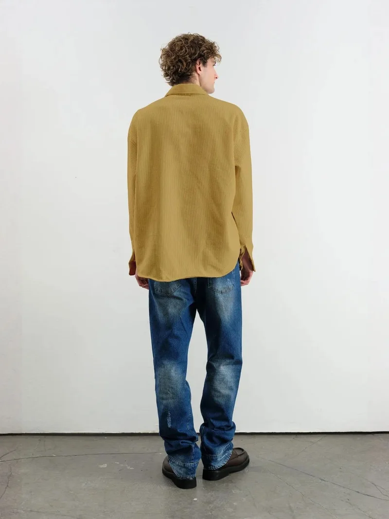 Giesto Amber Yellow Cămașă oversized din catifea GIESTO for Men | Best Price UAE
