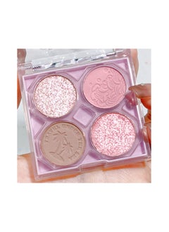SYOSI Eyeshadow Palette, Glitter Eye shadow Makeup 4 Colors, Warm Brown Pink Eyeshadow Shiny Sparkle Shimmer Glitter Eyeshadow Waterproof Pallete, sliver Glitter Eye Eyeshadow Make Up (02)  - Image 2