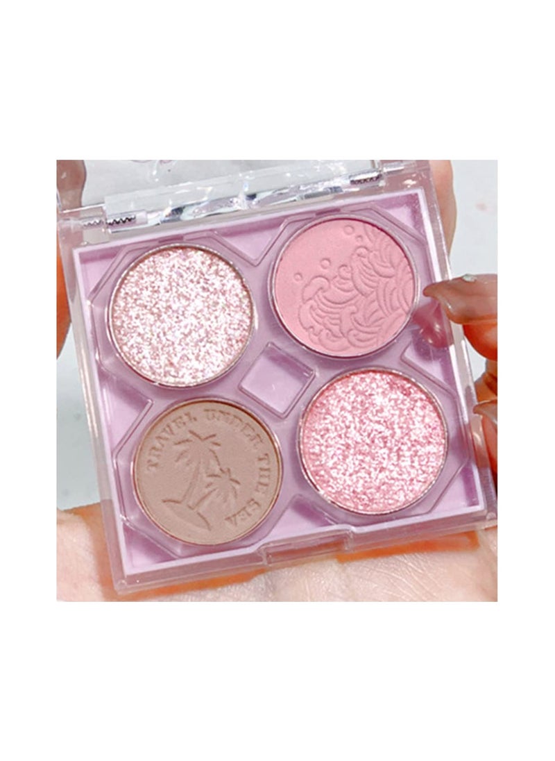 SYOSI - Eyeshadow Palette, Glitter Eye shadow Makeup 4 Colors, Warm Brown Pink Eyeshadow Shiny Sparkle Shimmer Glitter Eyeshadow Waterproof Pallete, sliver Glitter Eye Eyeshadow Make Up (02) - Image 1