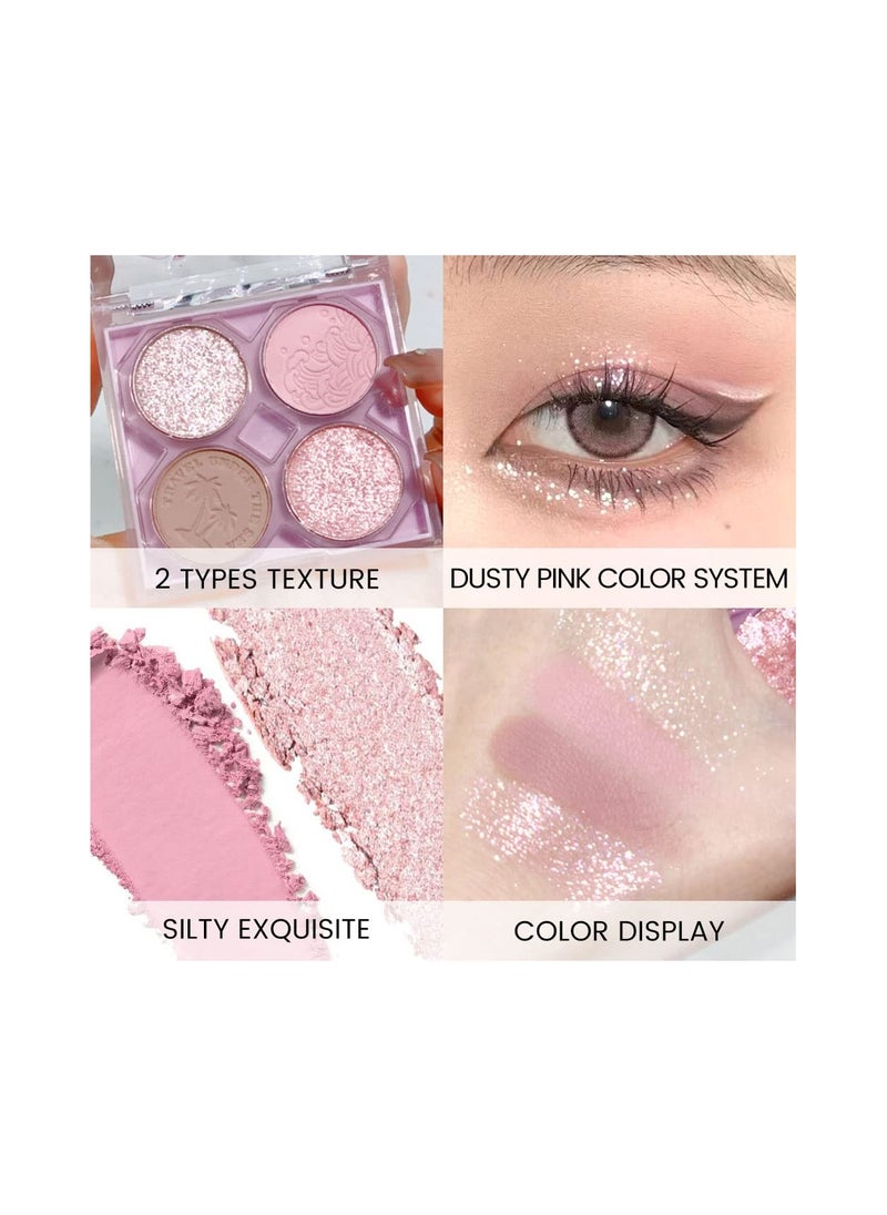 SYOSI - Eyeshadow Palette, Glitter Eye shadow Makeup 4 Colors, Warm Brown Pink Eyeshadow Shiny Sparkle Shimmer Glitter Eyeshadow Waterproof Pallete, sliver Glitter Eye Eyeshadow Make Up (02) - Image 1