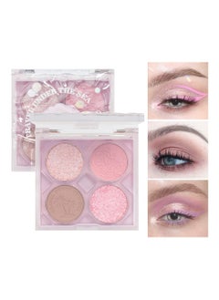 Eyeshadow Palette, Glitter Eye shadow Makeup 4 Colors, Warm Brown Pink Eyeshadow Shiny Sparkle Shimmer Glitter Eyeshadow Waterproof Pallete, sliver Glitter Eye Eyeshadow Make Up (02)