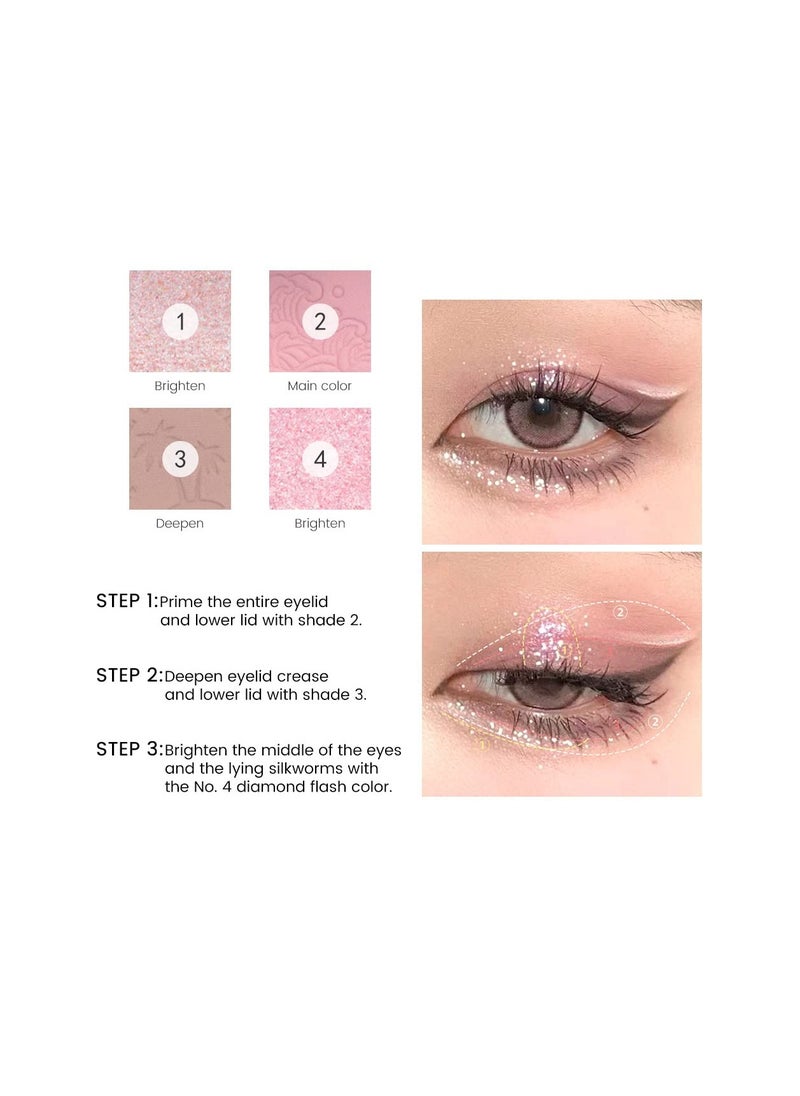 SYOSI - Eyeshadow Palette, Glitter Eye shadow Makeup 4 Colors, Warm Brown Pink Eyeshadow Shiny Sparkle Shimmer Glitter Eyeshadow Waterproof Pallete, sliver Glitter Eye Eyeshadow Make Up (02) - Image 1