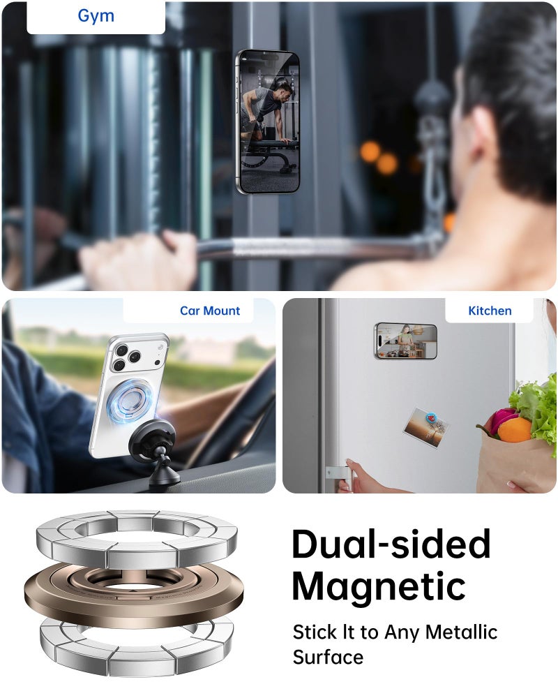 SYNCWIRE for MagSafe Ring Phone Holder, 360Â° Rotation Magnetic Cell Phone Grip Dual-Sided Magnets Phone Ring Kickstand Compatible with iPhone 17 16 15 14 13 12 Pro Max MagSafe, Android, Samsung etc. - Image 4