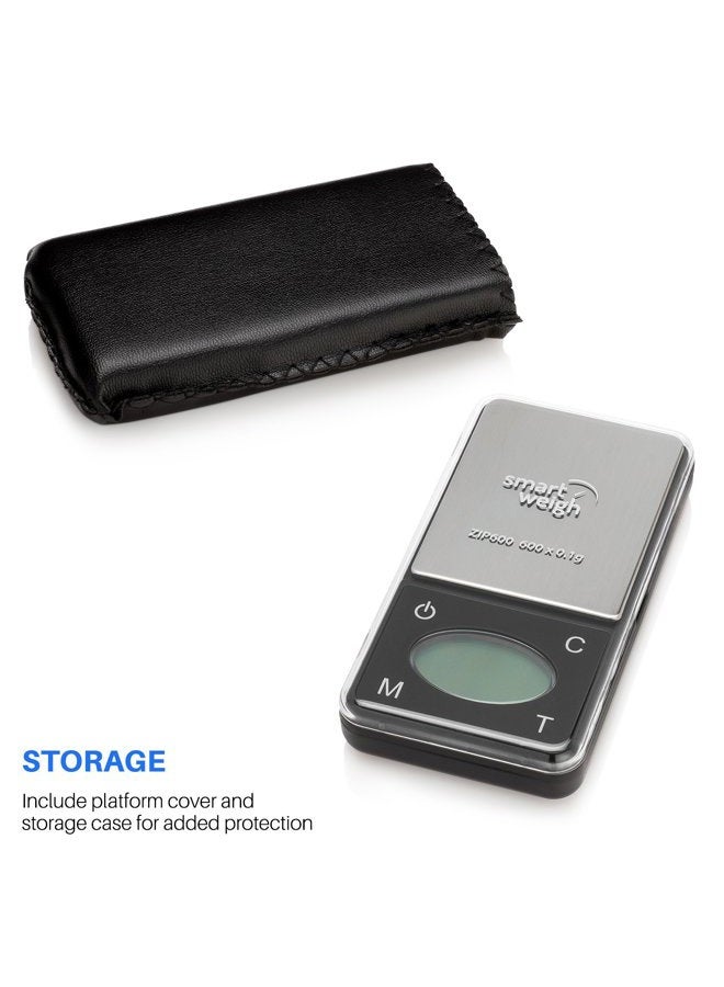 Smart Weigh ميزان جيب رقمي فائق النحافة ZIP600 600 جرام بدقة 0.1 جرام مع ميزة العد، ميزان جرام وأونصة، دقة عالية - Image 3