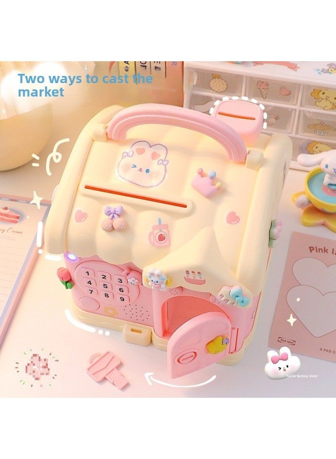 Password Piggy Bank 2025 Children's Day Gift Girls Can Only Get In And Out Of The Piggy Bank Password Box Piggy Bank-Color:[upgraded Music And Lighting Model] Sky Blue With Toy Banknotes & Coins, 3 Patches + 1 Sticker, You Will Get 1 Screwdriver When You Take The Photo + 4 Batteries - Image 4