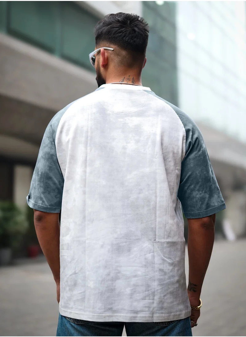 مانياك Maniac Mens Printed Round Neck 3/4th Sleeve Half White Cotton T-Shirt