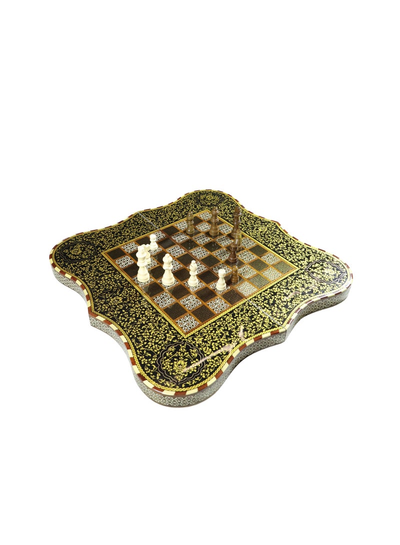 Handcrafted Khatam Marquetry Chess & Backgammon Set with Luxury Wooden Pieces - Image 5