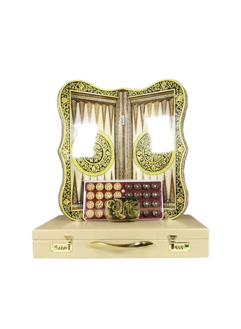 Handcrafted Khatam Marquetry Chess & Backgammon Set with Luxury Wooden Pieces - Image 1