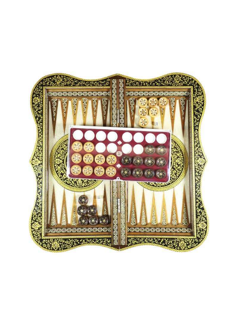 Handcrafted Khatam Marquetry Chess & Backgammon Set with Luxury Wooden Pieces - Image 2
