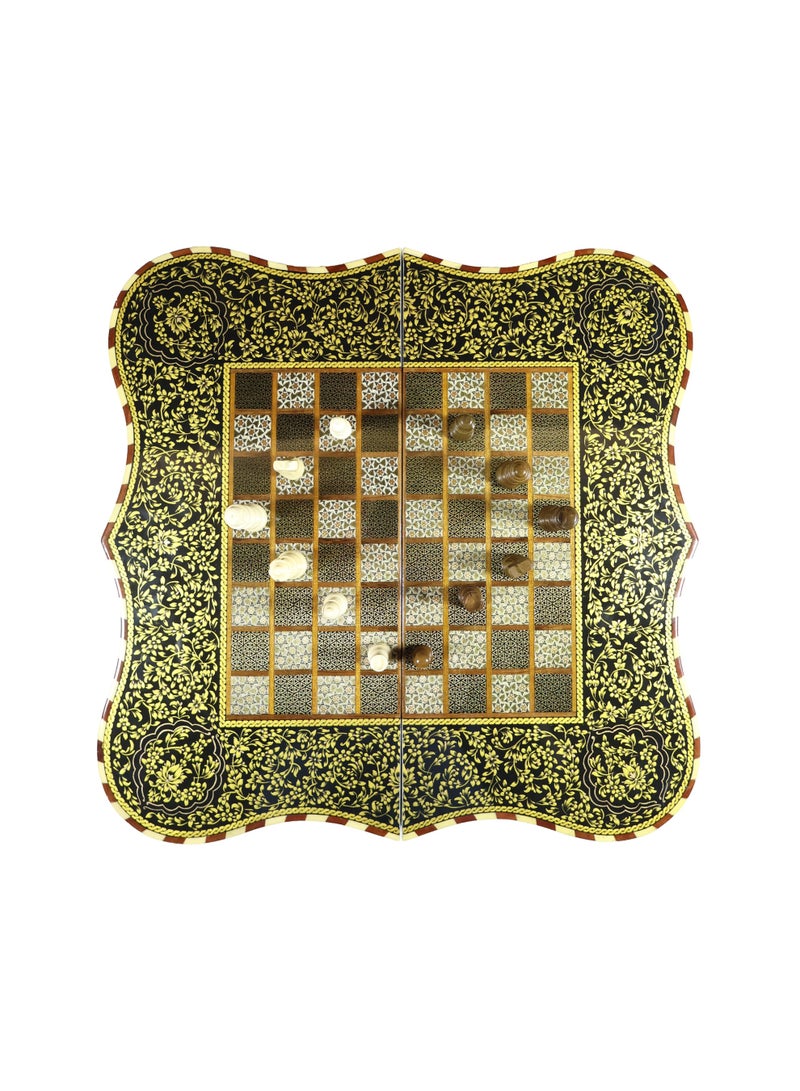 Handcrafted Khatam Marquetry Chess & Backgammon Set with Luxury Wooden Pieces - Image 3