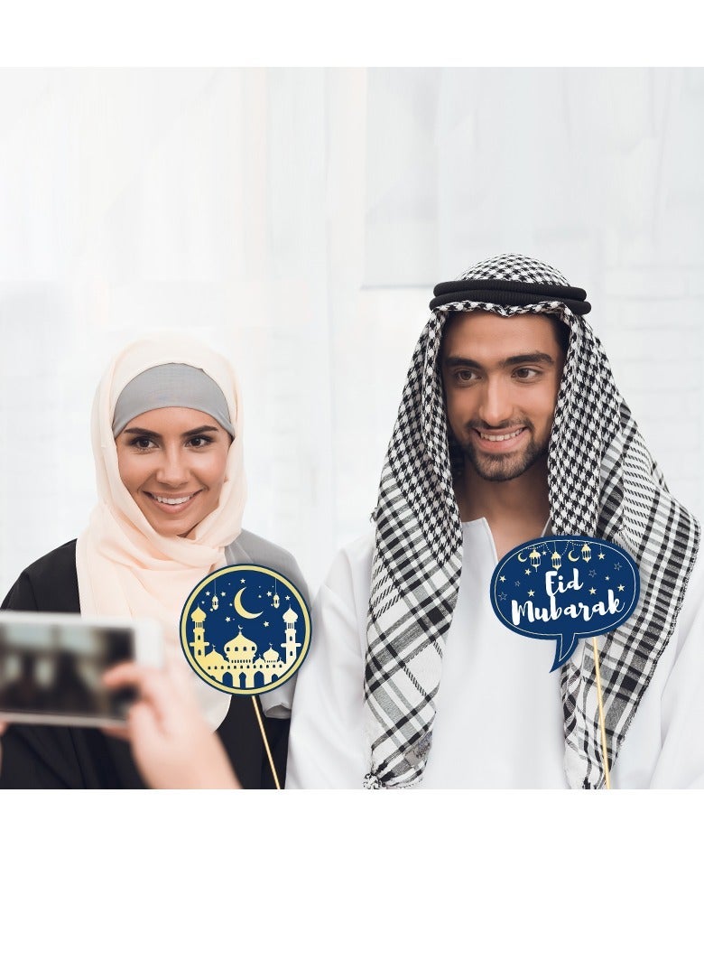 Y&D 25pcs Eid Mubarak Photo Booth Props, Star Moon Eid Al-Fitr Ramadan Mubarak Party Supplies, Cardstock & Bamboo Sticks, Perfect for Eid Mubarak, Ramadan Mubarak, Islamic Parties - Image 3