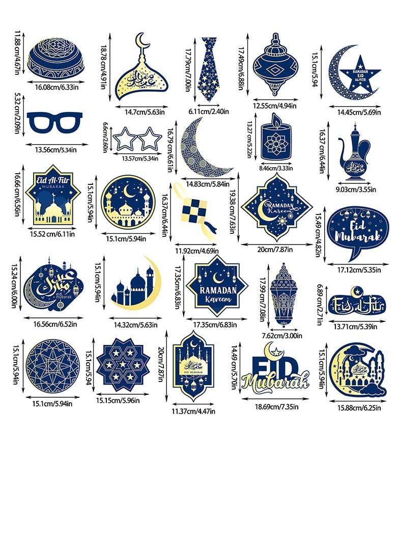Y&D 25 Pcs Funny Ramadan Eid Mubarak Photo Booth Props Kit Funny Atmosphere Photography Prop Decoration  - Image 3