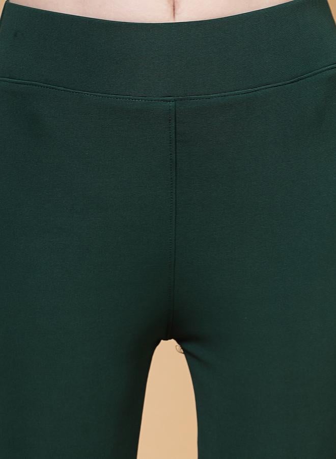 PAUSE PAUSE Women Green Solid High-Rise Flared Pants - Image 5