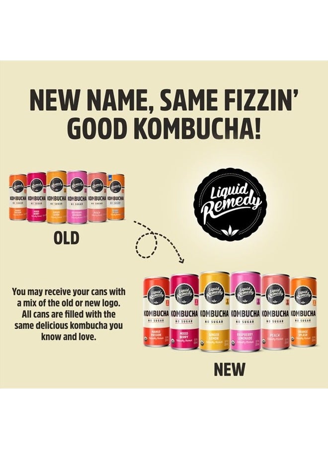 REMEDY Kombucha - Remedy Kombucha Tea Organic Drink - Sugar Free, Keto, Vegan & Gluten Free - Sparkling Live Cultured, Long-Age Brewed Beverage - 6 Flavor Variety Pack - 8.5 Fl Oz Can, 24-Pack - Image 1