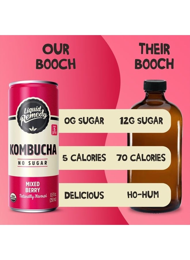 REMEDY Kombucha - Remedy Kombucha Tea Organic Drink - Sugar Free, Keto, Vegan & Gluten Free - Sparkling Live Cultured, Long-Age Brewed Beverage - 6 Flavor Variety Pack - 8.5 Fl Oz Can, 24-Pack - Image 1