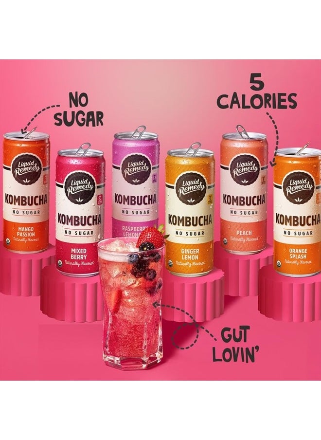 REMEDY Kombucha - Remedy Kombucha Tea Organic Drink - Sugar Free, Keto, Vegan & Gluten Free - Sparkling Live Cultured, Long-Age Brewed Beverage - 6 Flavor Variety Pack - 8.5 Fl Oz Can, 24-Pack - Image 1