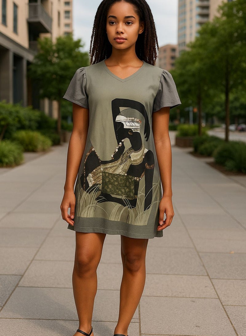 Women african print short sleeves dress - Image 1