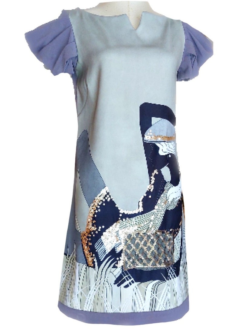 Women african print short sleeves dress 