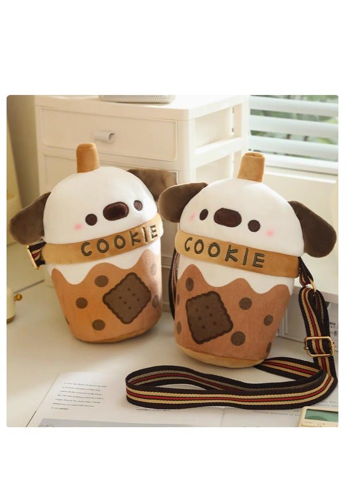 Milk Tea Cup Cute Dog Crossbody Shoulder Bag Creative Plush Toy  - Image 3