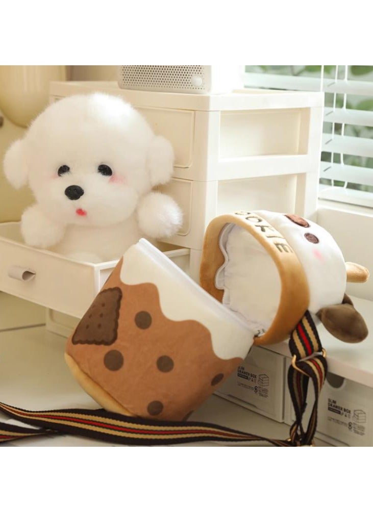 Milk Tea Cup Cute Dog Crossbody Shoulder Bag Creative Plush Toy  - Image 4
