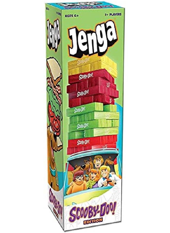 USAopoly Jenga Scoobydoo Edition ; Build The Sandwich Tower For Shaggy & Scooby ; Based On Classic Cartoon Franchise Scooby Doo ; Collectible Jenga Game ; Unique Gameplay With Custom Dice  - Image 1