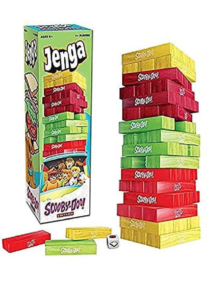 USAopoly Jenga Scoobydoo Edition ; Build The Sandwich Tower For Shaggy & Scooby ; Based On Classic Cartoon Franchise Scooby Doo ; Collectible Jenga Game ; Unique Gameplay With Custom Dice  - Image 2