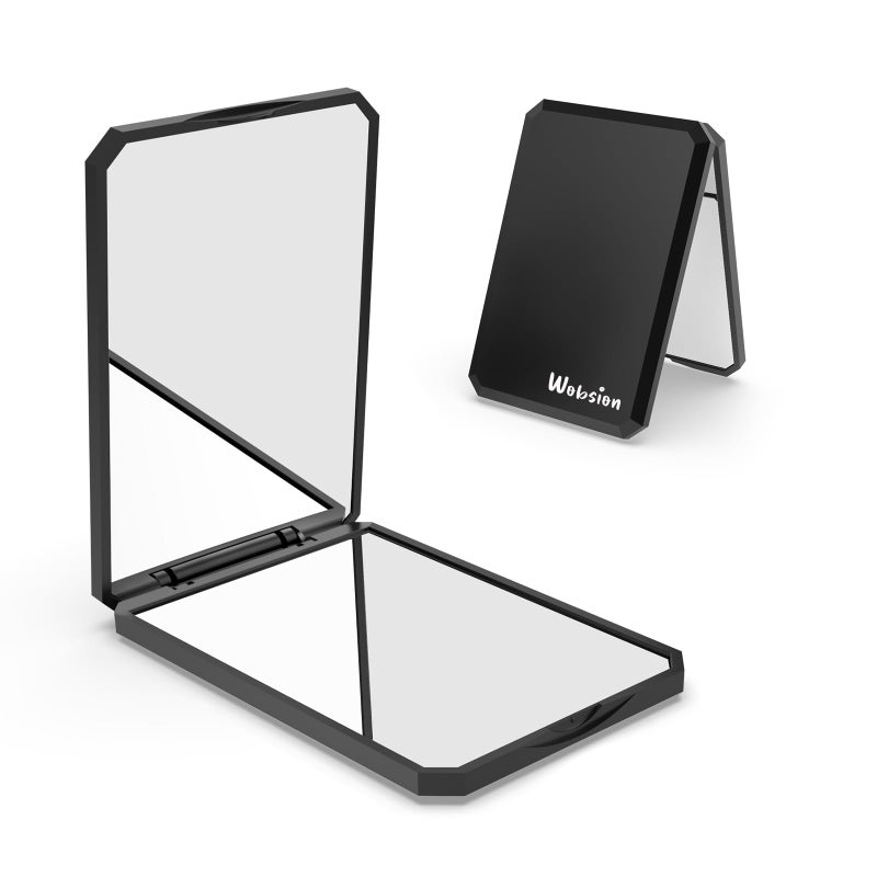 wobsion Small Compact Mirror1x2x Travel Magnifying Mirror2Sided Handheld Portable Folding MirrorMini Makeup Mirror for PursePocketGiftsSquareBlack