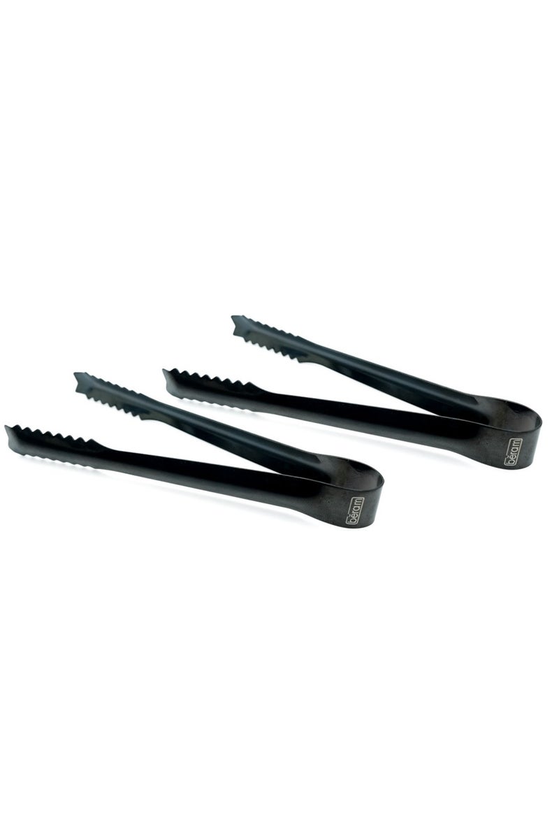 Beram Sugar Tong 2 Pieces Black Zig Zag 15 Design Stainless Steel Mini Tongs for Sugar Cubes, Ice, Snacks & Tea Parties – Durable, Rust-Resistant - Image 1