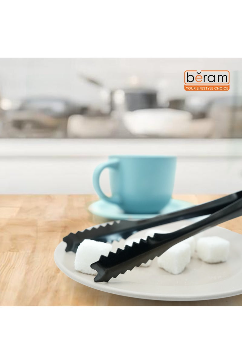 Beram Sugar Tong 2 Pieces Black Zig Zag 15 Design Stainless Steel Mini Tongs for Sugar Cubes, Ice, Snacks & Tea Parties – Durable, Rust-Resistant - Image 3