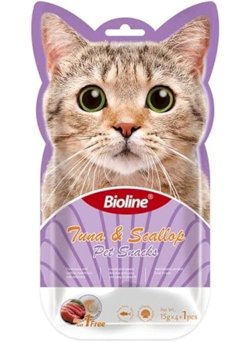 بايولاين مكافآت القطط - التونة والاسكالوب (5 × 15 جم)