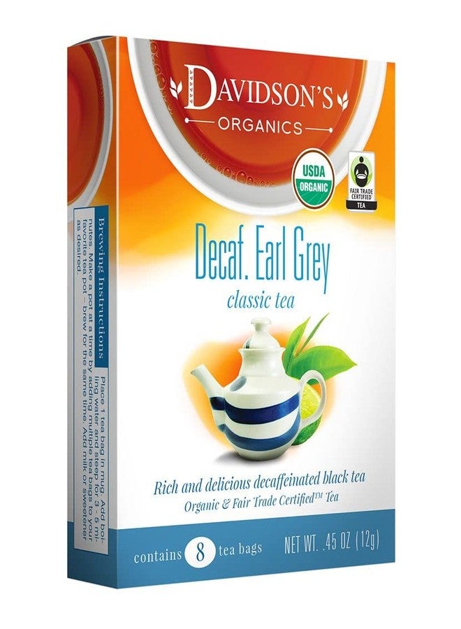 Davidson's Organics, Decaffeinated Earl Grey, 8-count Tea Bags, Pack of 12 - Image 1