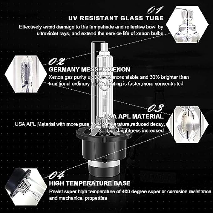 TBS DESIGN D4S Hid Xenon Bulbs High Brightness 35W 6000K Cool White Car Bulb - Image 3