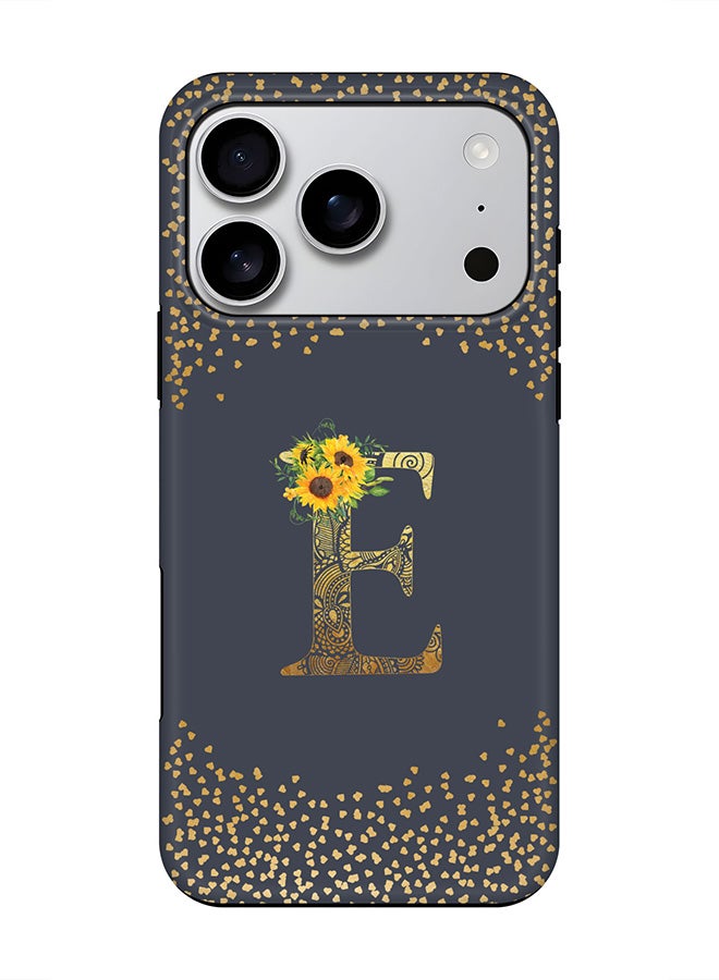 Stylizedd Tough Pro Magnetic Case for iPhone 17 Pro, Dual Layer hybrid PC + TPU Mobile Cover Matte - Custom Floral Monogram - E  (Grey )