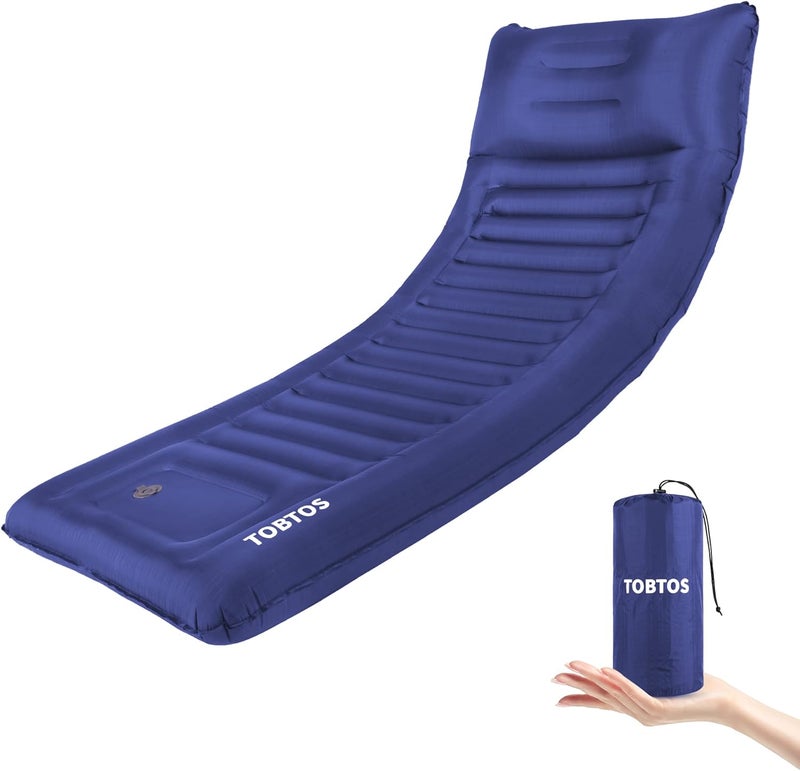 TOBTOS Inflatable Camping Sleeping Pad with Pillow, Thick 6 Inch Ultralight Sleeping Pad with Built-in Pump, Lightweight Sleeping Mat for Camping, Backpacking, Hiking, Tent (Blue) - Image 1