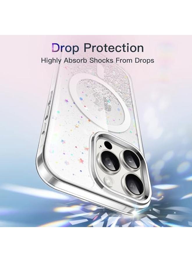 جي تيك جراب لامع لهاتف Iphone 15 Pro Max مقاس 6.7 بوصة متوافق مع Magsafe شفاف لامع لطيف للنساء والفتيات غطاء هاتف لامع ومضاد للصدمات مغناطيسي شفاف - Image 5