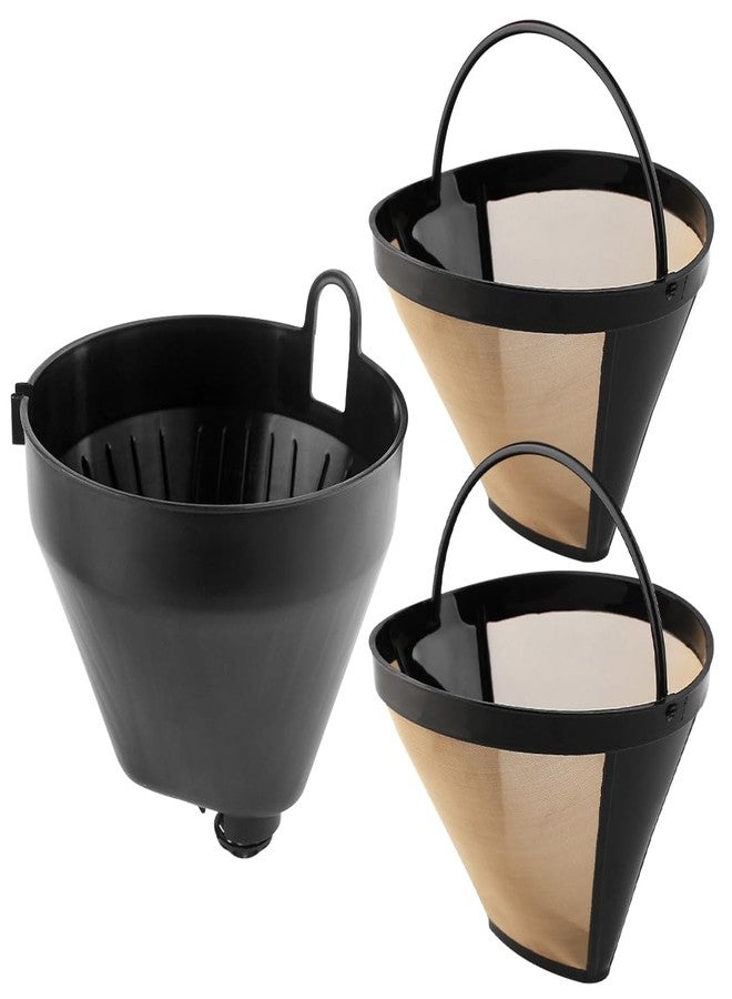 Veterger Replacement Parts 1pcs Filter Basket Holder with 2pcs Gold Tone filter, Compatible with Cuisinart Coffee Makers DCC-1100,SS-15 - Image 1