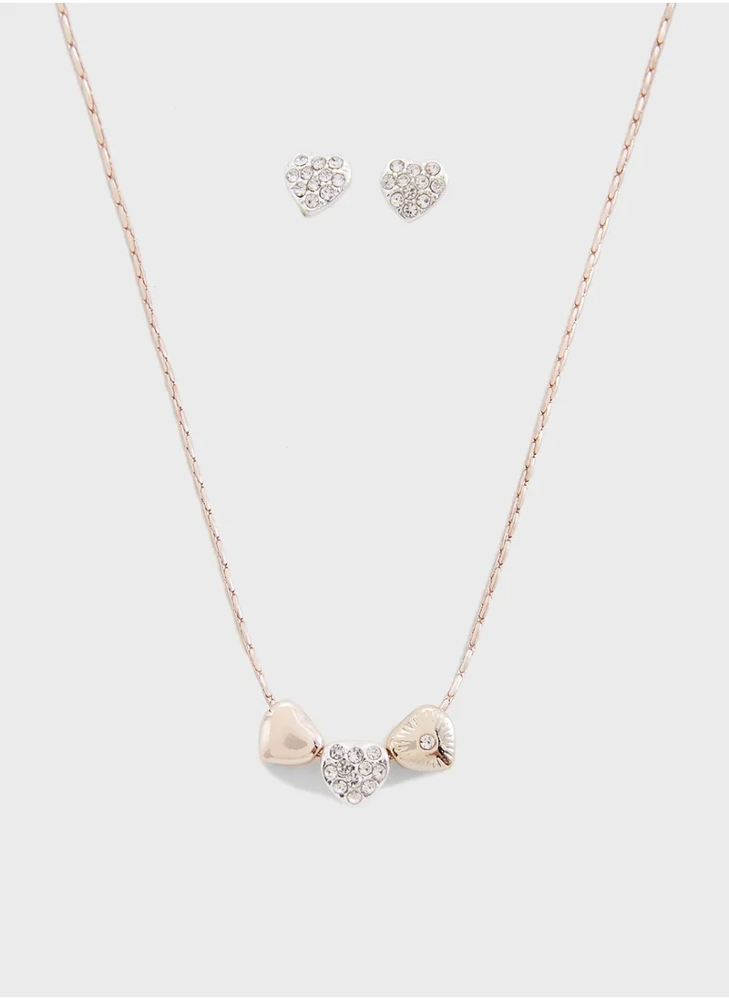 BUCKLEY LONDON With Love Earrings And Pendant Necklace Set