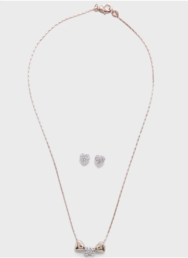 BUCKLEY LONDON With Love Earrings And Pendant Necklace Set