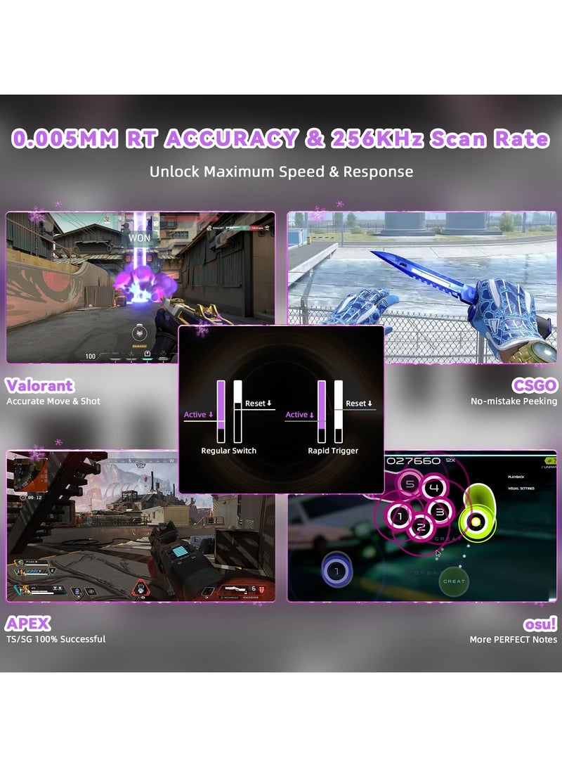 هجوم القرش لوحة مفاتيح الألعاب الميكانيكية السلكية R82 HE Rapid Trigger TKL NKRO مع معدل استجابة 8K، ودقة زمن استجابة 0.005 مم، ومعدل مسح 256 ألف، وخمس طبقات عازلة للصوت، ومفاتيح مغناطيسية بتقنية تأثير هول، وبرنامج تشغيل لأجهزة الكمبيوتر الشخصية وأجهزة ماك (Moonlight). - Image 3