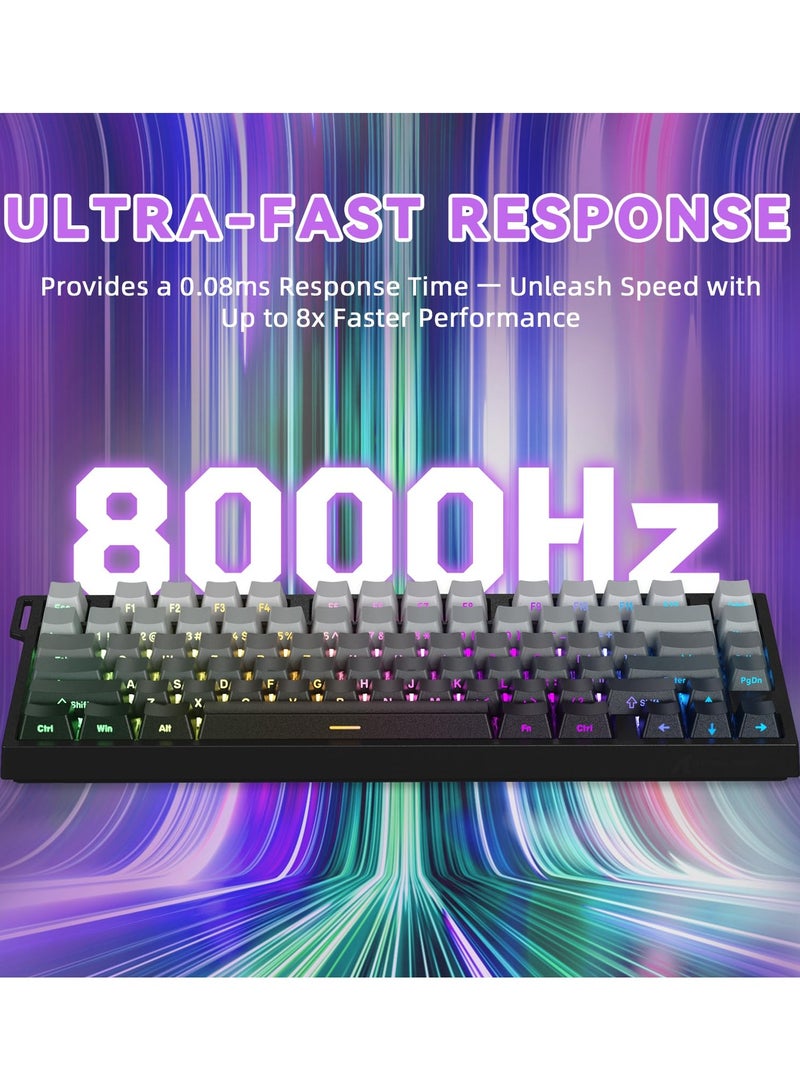 هجوم القرش لوحة مفاتيح الألعاب الميكانيكية السلكية R82 HE Rapid Trigger TKL NKRO مع معدل استجابة 8K، ودقة زمن استجابة 0.005 مم، ومعدل مسح 256 ألف، وخمس طبقات عازلة للصوت، ومفاتيح مغناطيسية بتقنية تأثير هول، وبرنامج تشغيل لأجهزة الكمبيوتر الشخصية وأجهزة ماك (Moonlight). - Image 4