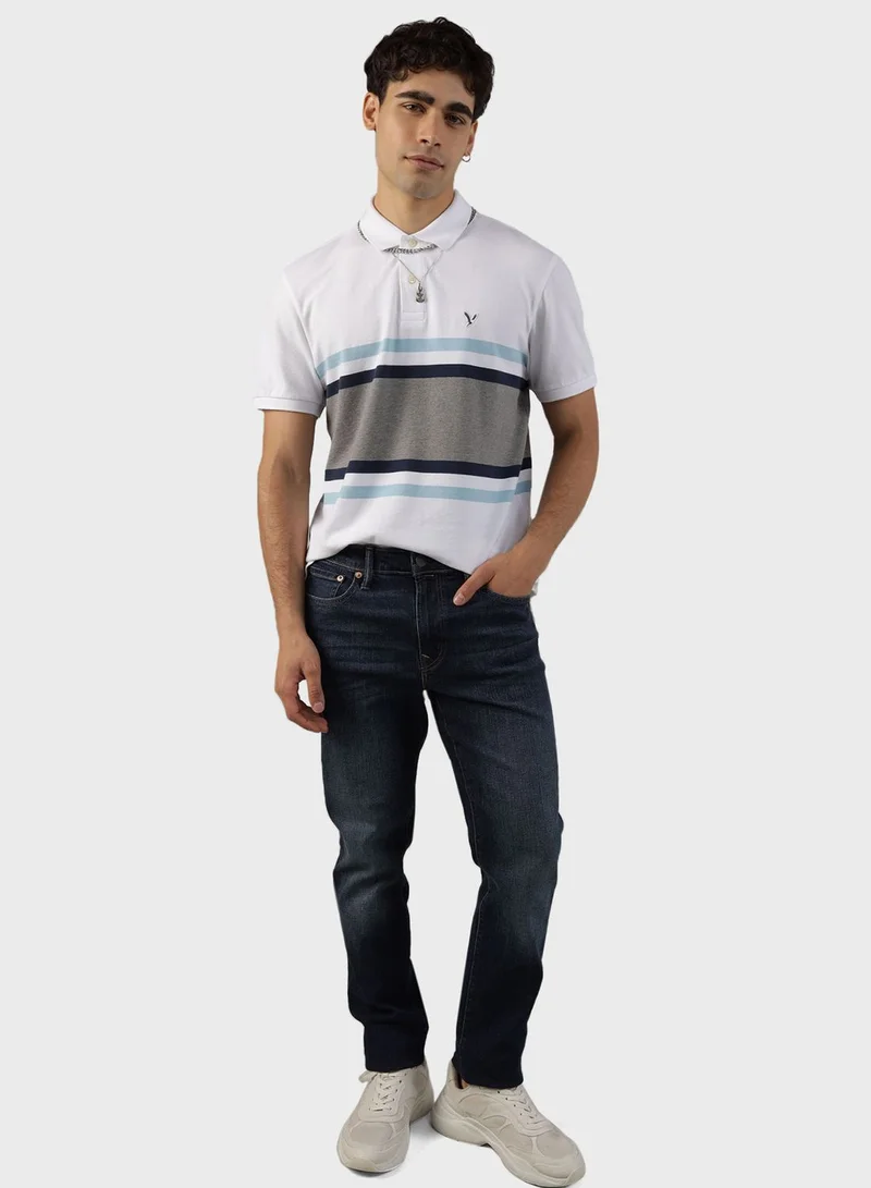 امريكان ايجل Striped Pique Polo