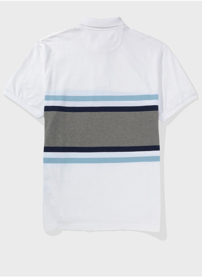 American Eagle - Striped Pique Polo - Image 1