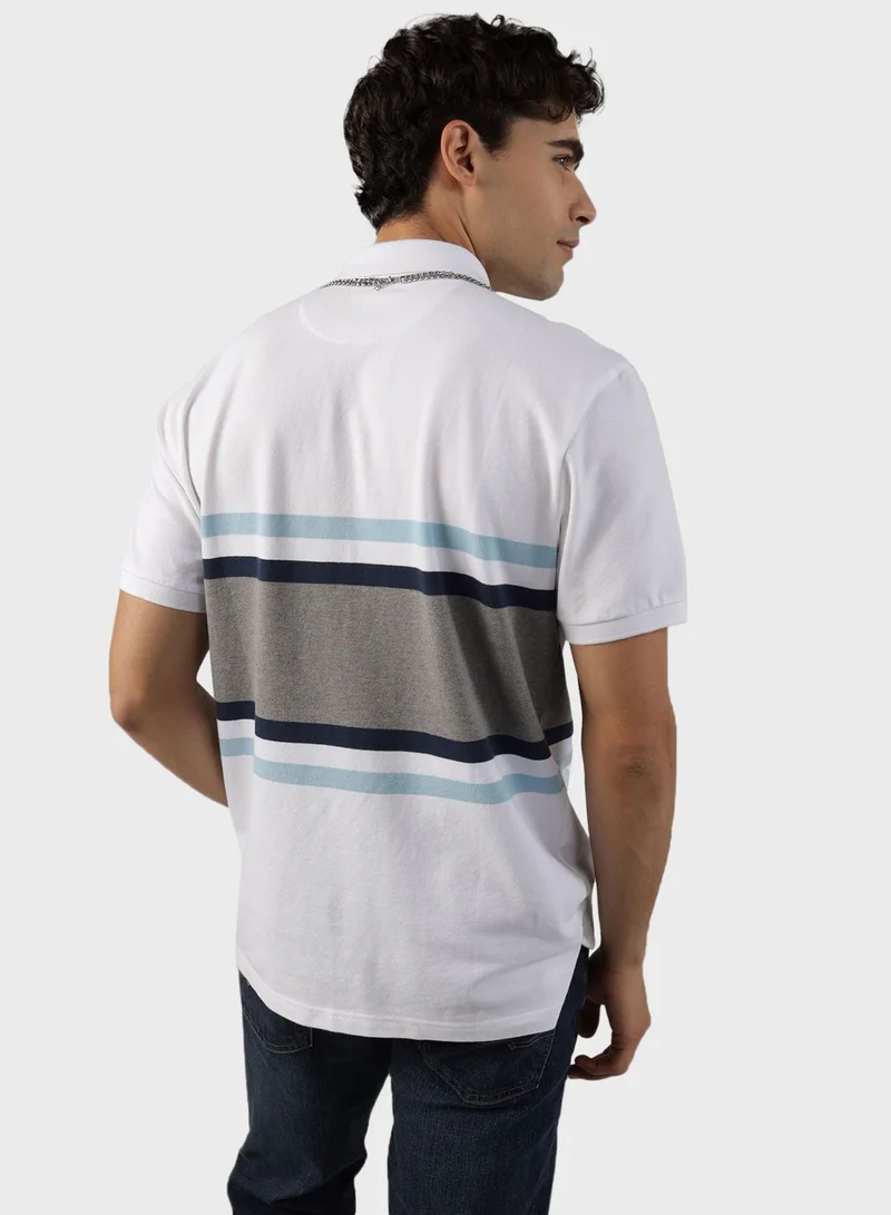امريكان ايجل Striped Pique Polo