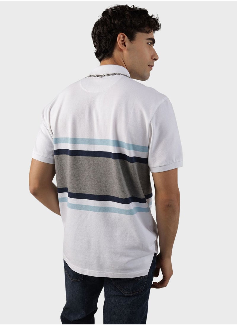American Eagle - Striped Pique Polo - Image 1