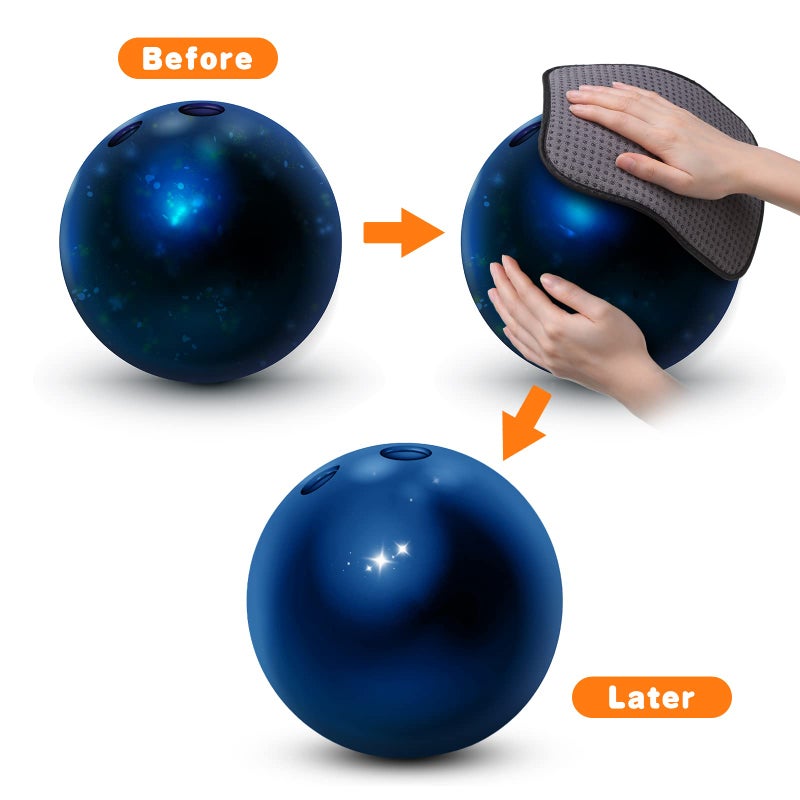Zhanmai 3 Pcs Bowling Cleaning Kit Including 1 Pcs Bowling Ball Polisher and 2 Pieces Towels 10 x 8 Inches See Saw Bag Cleaner Black Microfiber Polisher Easy Grip Rag - Image 4